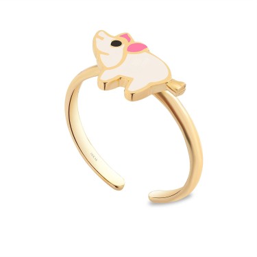 14 Ayar Sarı Altın Kuzu Figürlü Mineli Çocuk Yüzük