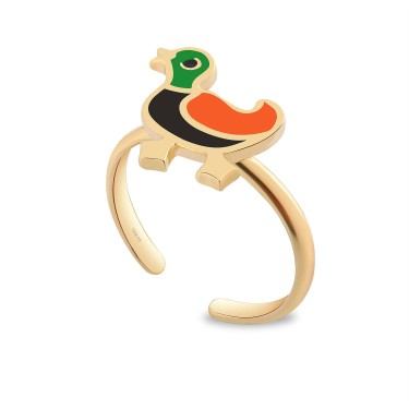 14 Ayar Sarı Altın Ördek Figürlü Mineli Çocuk Yüzük