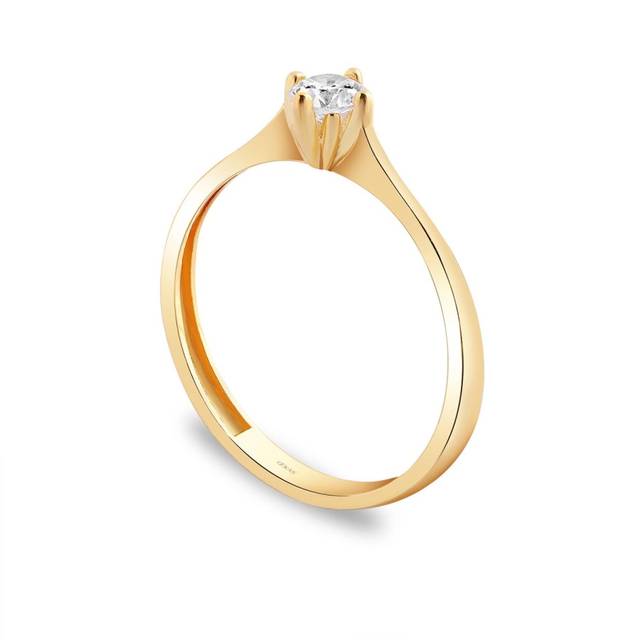 14 Ayar Sarı Altın Tektaş Yüzük