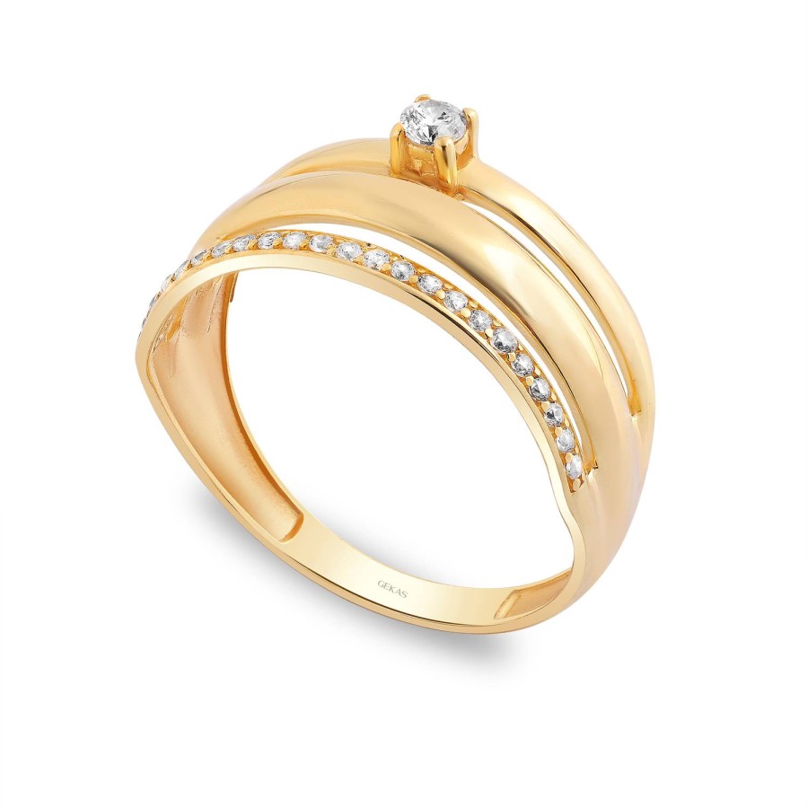 14 Ayar Sarı Altın Taşlı Yüzük