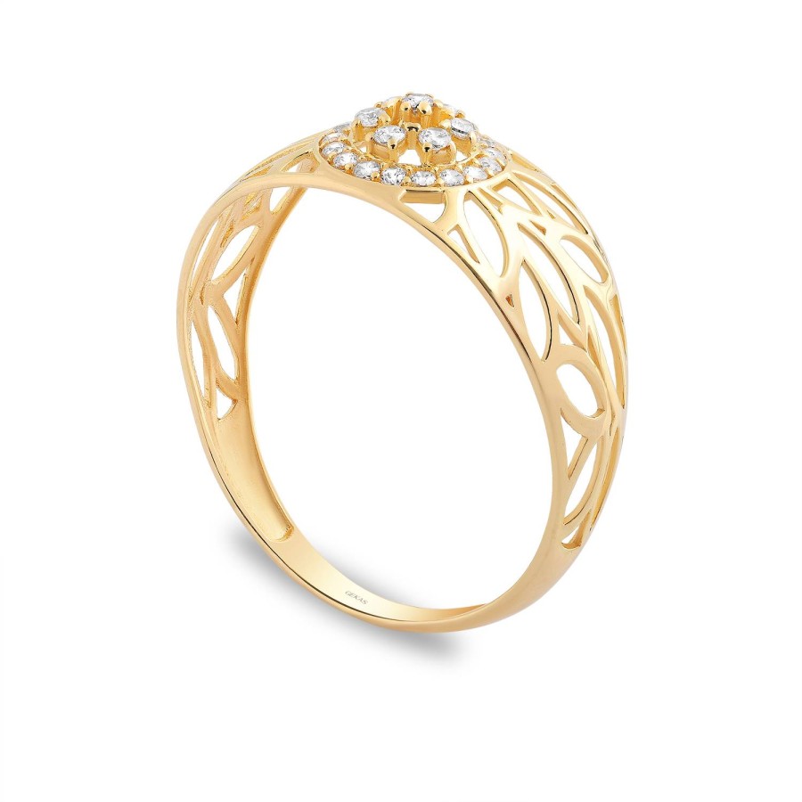 14 Ayar Sarı Altın Taşlı Yüzük