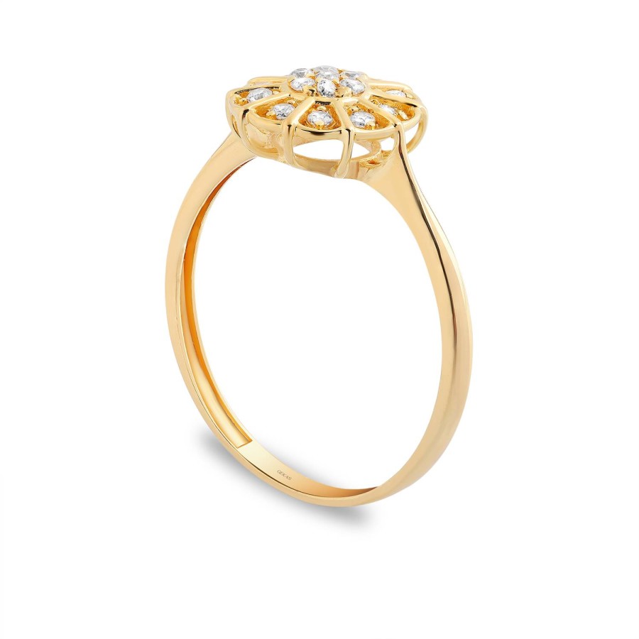 14 Ayar Sarı Altın Taşlı Yüzük