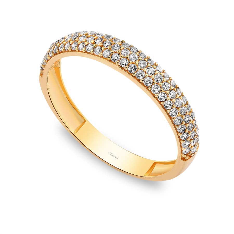 14 Ayar Sarı Altın Yarımtur Taşlı Yüzük