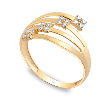 14 Ayar Sarı Altın Taşlı Yüzük