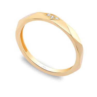 14 Ayar Sarı Altın Taşlı Yüzük