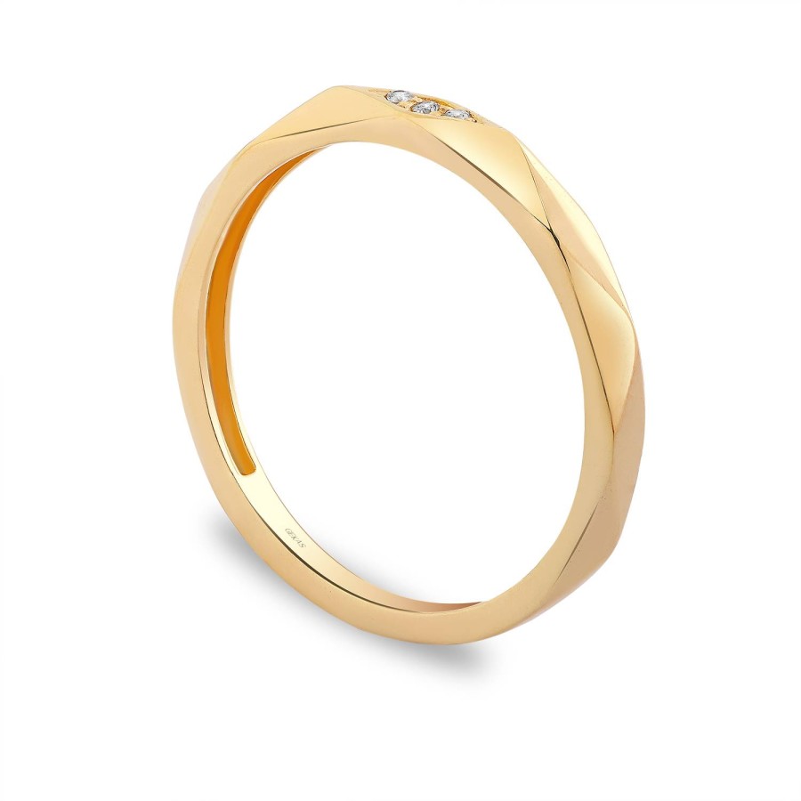 14 Ayar Sarı Altın Taşlı Yüzük