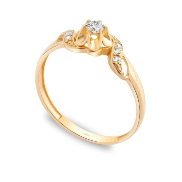 14 Ayar Sarı Altın Taşlı Yüzük