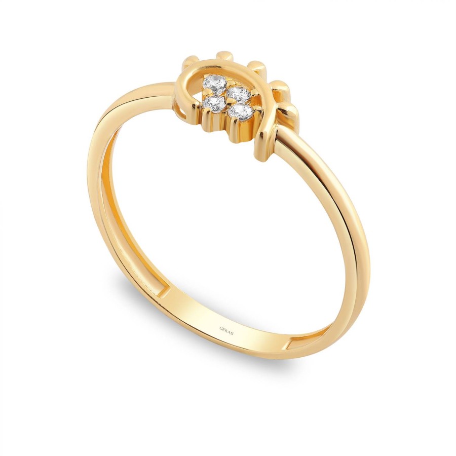 14 Ayar Sarı Altın Göz Figürlü Taşlı Yüzük