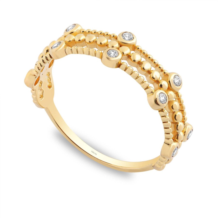 14 Ayar Sarı Altın Taşlı Yüzük