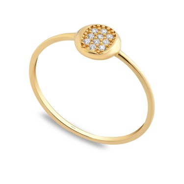 14 Ayar Sarı Altın Taşlı Yüzük