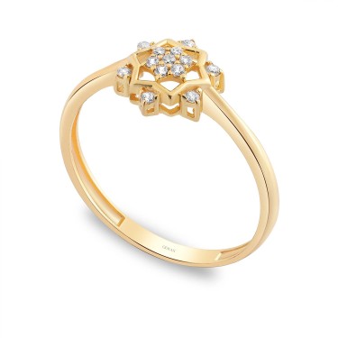 14 Ayar Sarı Altın Taşlı Yüzük