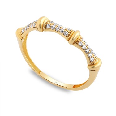 14 Ayar Sarı Altın Kemik Model Taşlı Yüzük