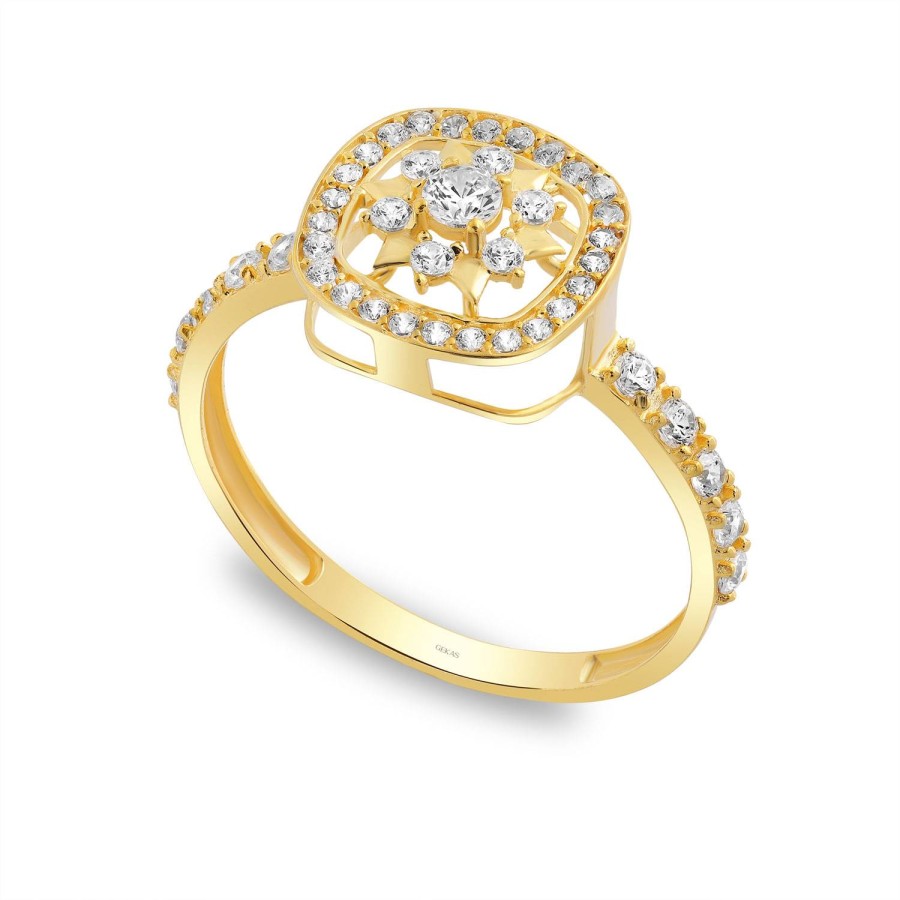 14 Ayar Sarı Altın Taşlı Yüzük