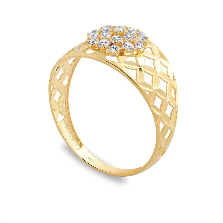 14 Ayar Sarı Altın Taşlı Yüzük