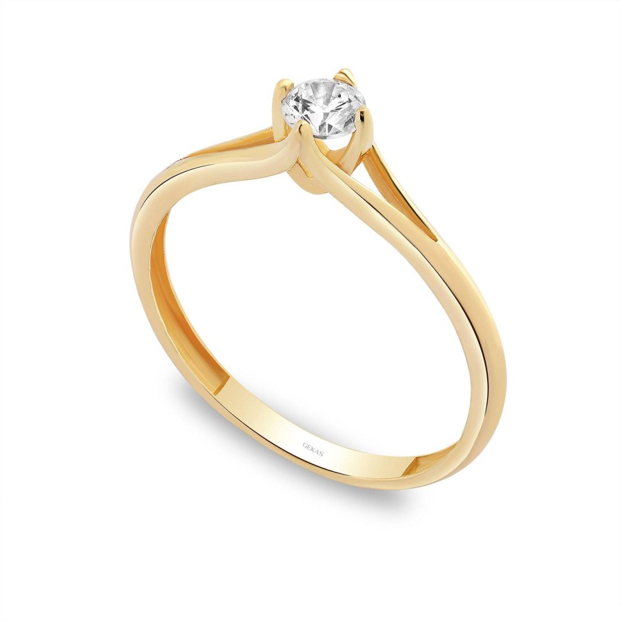 14 Ayar Sarı Altın Tektaş Yüzük