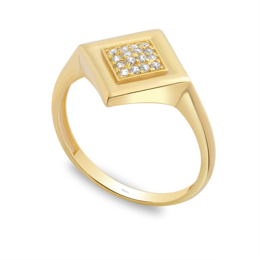 14 Ayar Sarı Altın Taşlı Yüzük