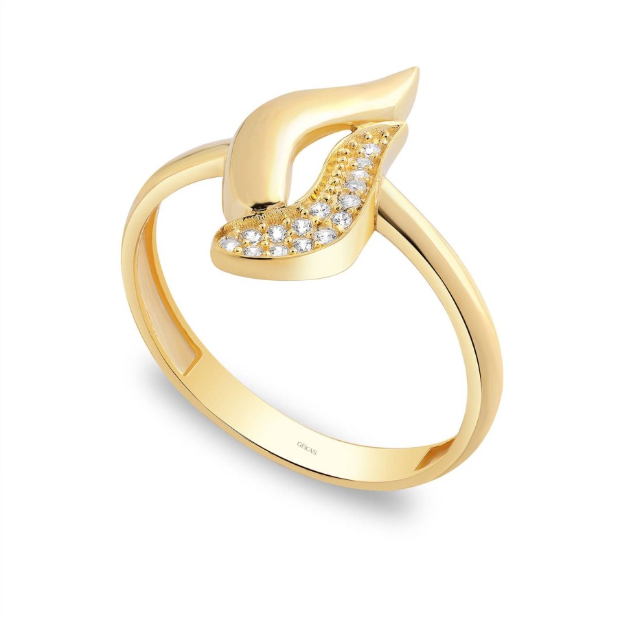 14 Ayar Sarı Altın Taşlı Yüzük