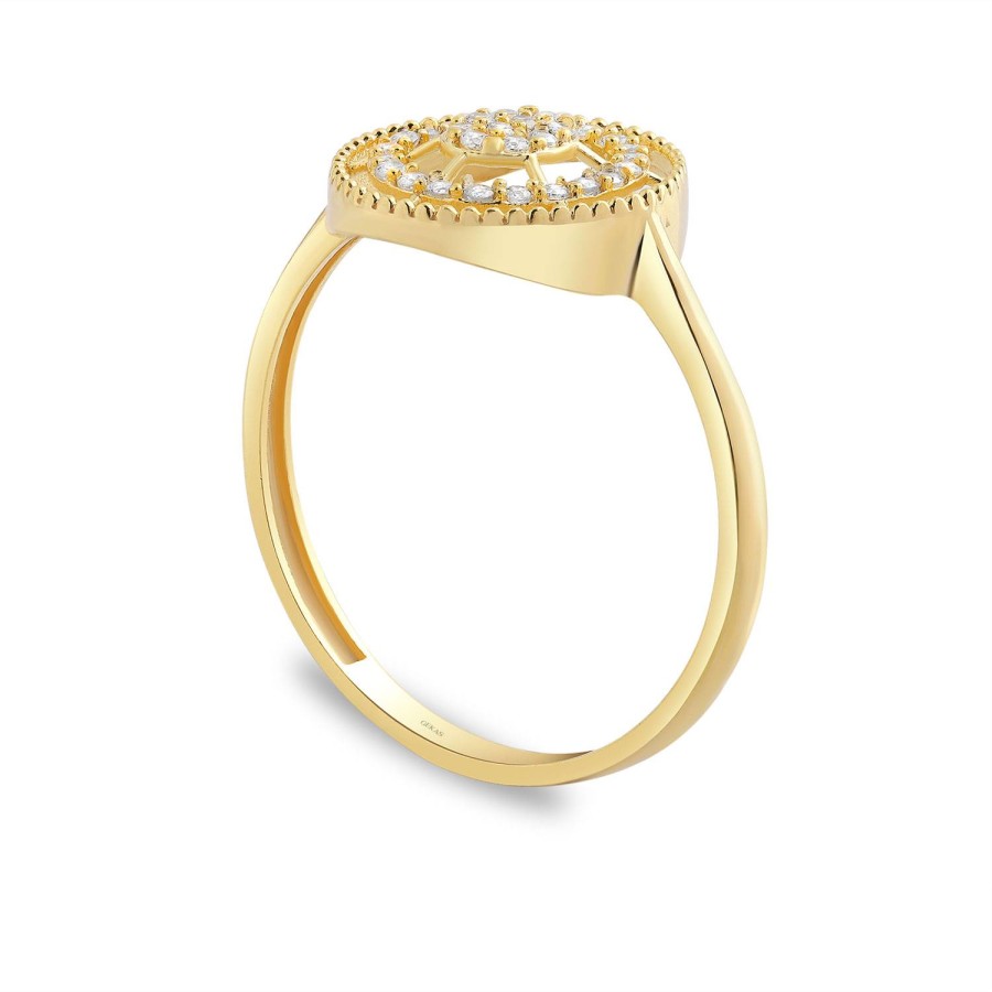 14 Ayar Sarı Altın Taşlı Yüzük