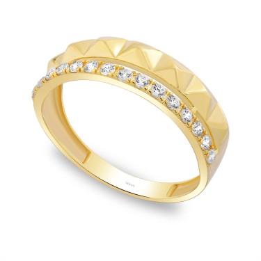 14 Ayar Sarı Altın Tasarım Taşlı Yüzük