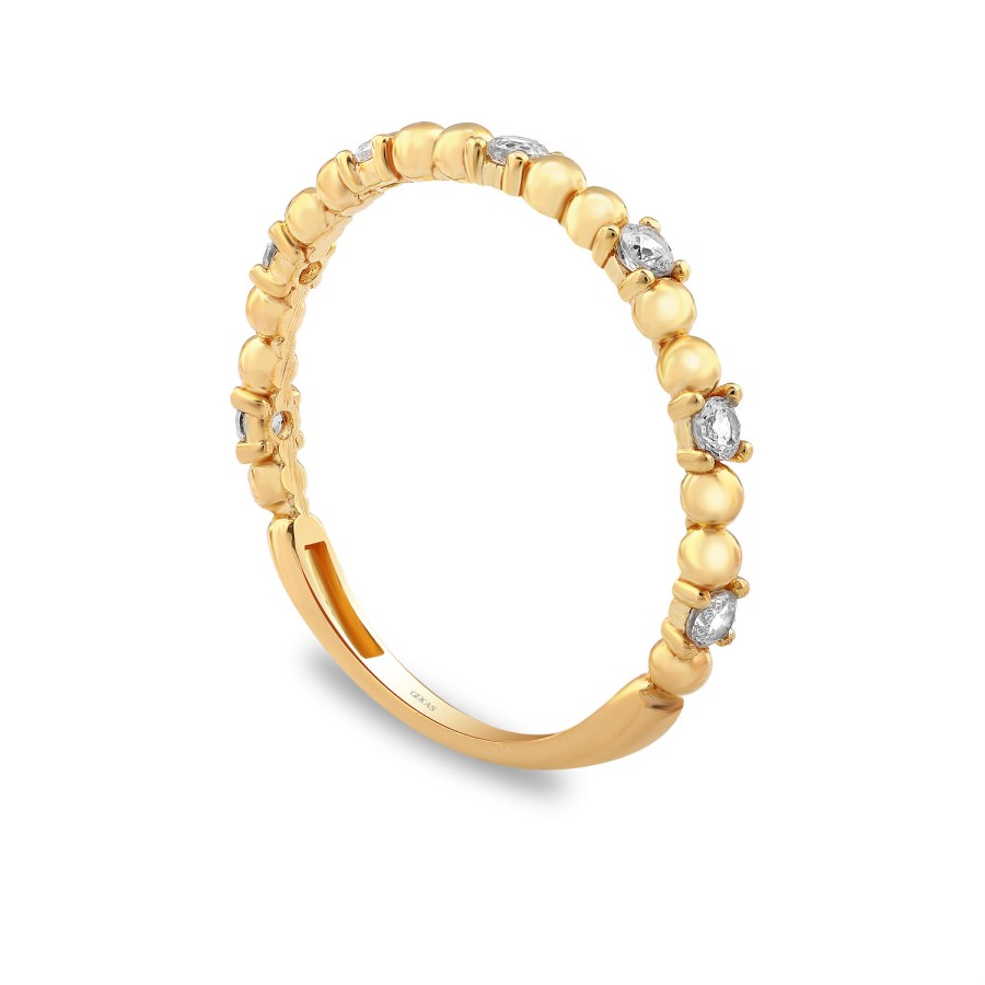 14 Ayar Sarı Altın Dorika Minimal Taşlı Yüzük