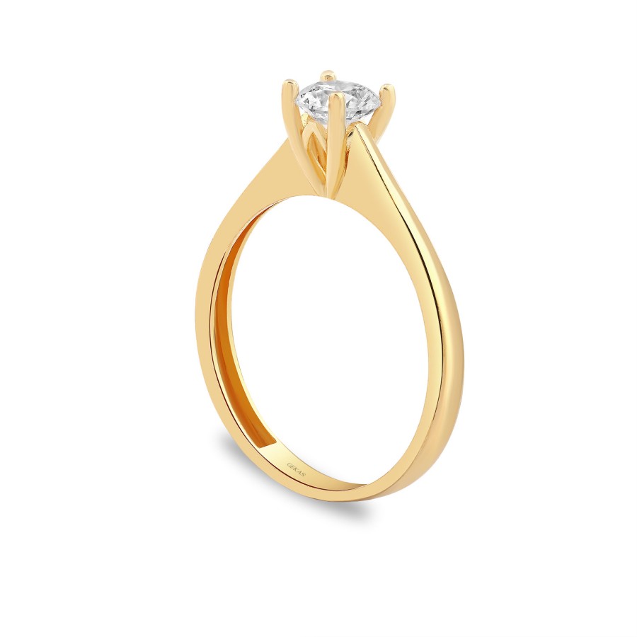 14 Ayar Sarı Altın Tektaş Yüzük