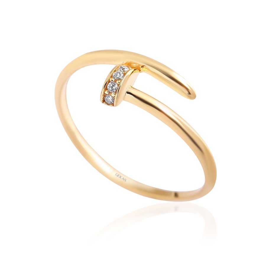 14 Ayar Sarı Altın Çivi Tasarımlı Yüzük