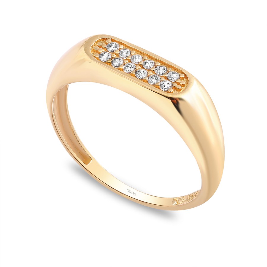 14 Ayar Sarı Altın Sade Model Taşlı Yüzük