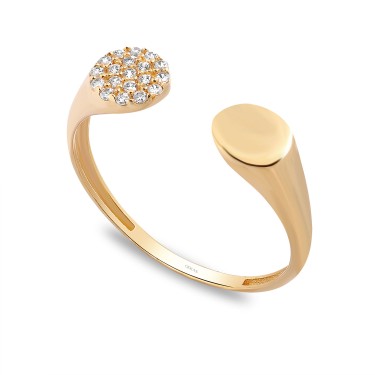 14 Ayar Sarı Altın Minimalist Taşlı Yüzük