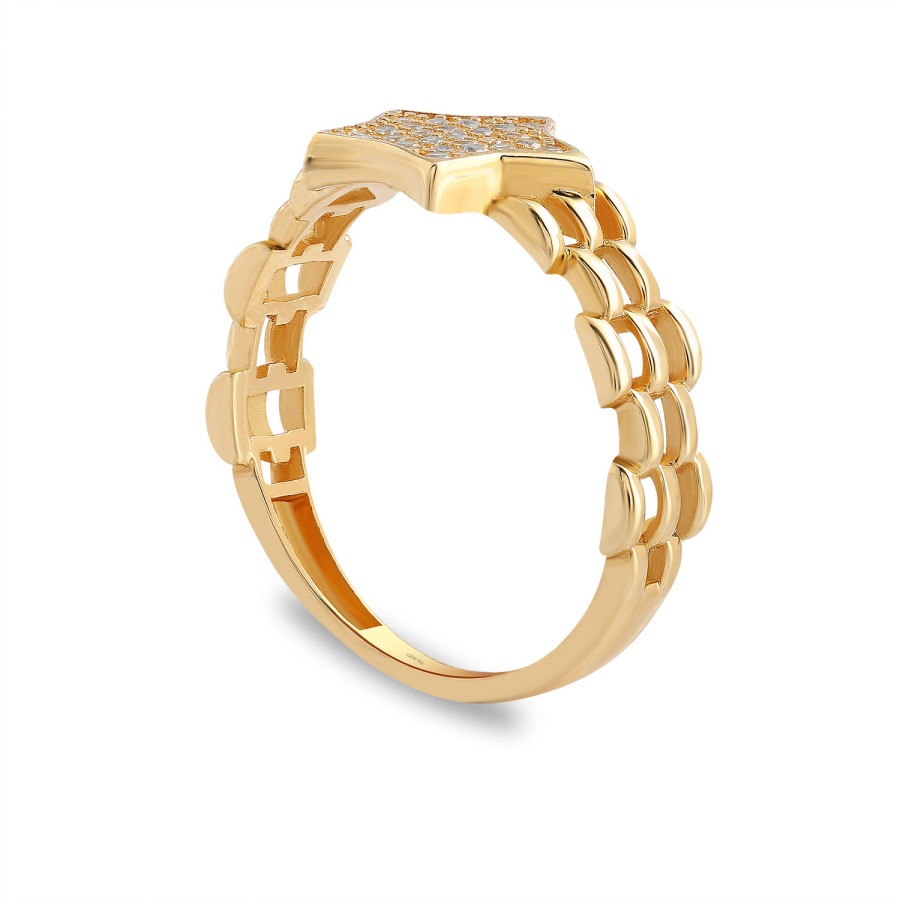 14 Ayar Sarı Altın Yıldız Figürlü Taşlı Yüzük