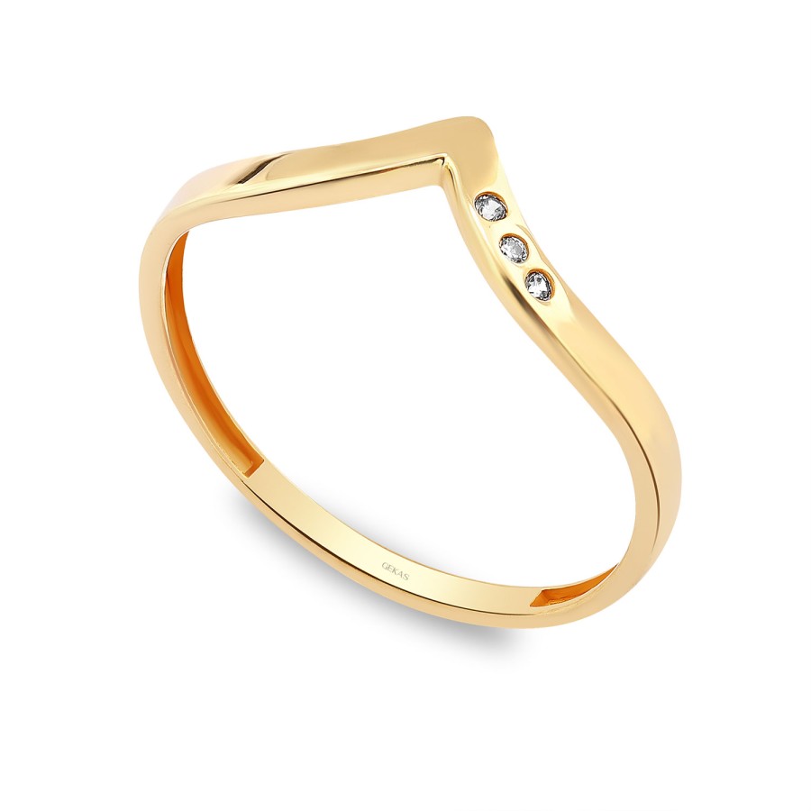 14 Ayar Sarı Altın Günlük Taşlı Yüzük