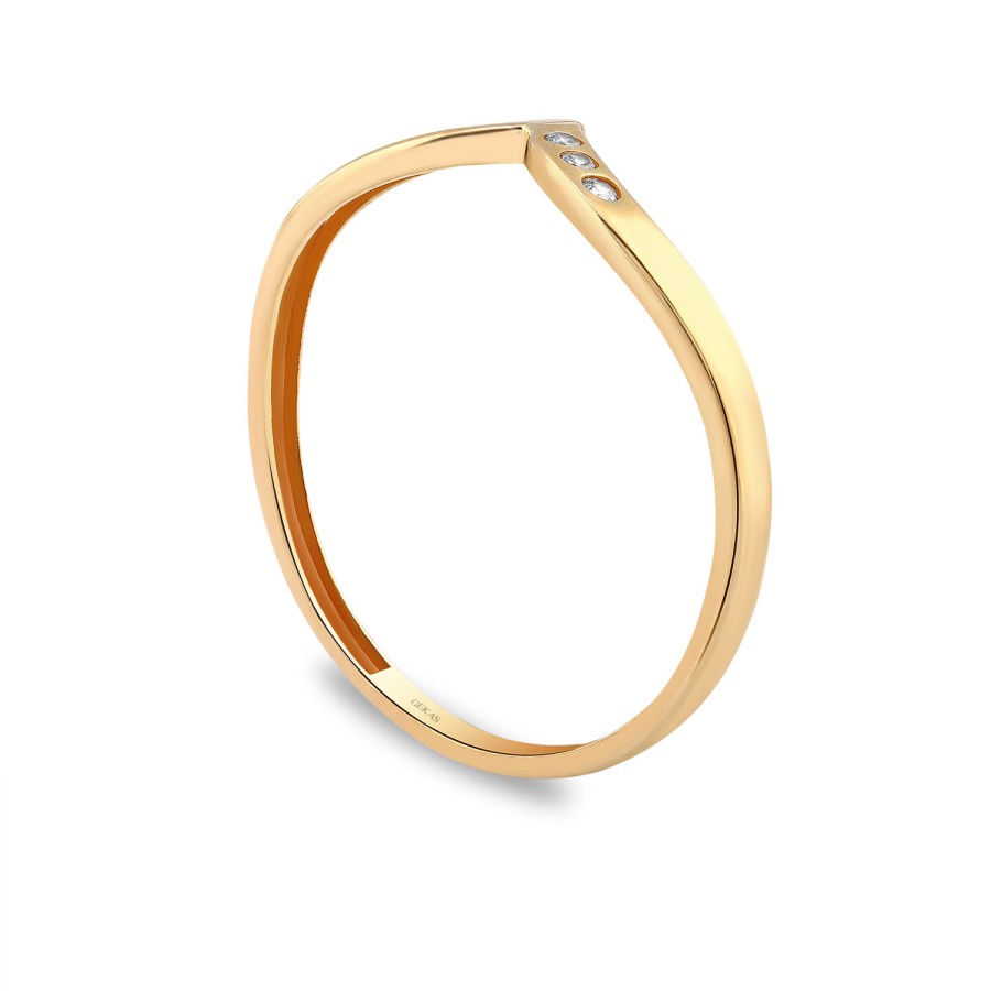 14 Ayar Sarı Altın Günlük Taşlı Yüzük