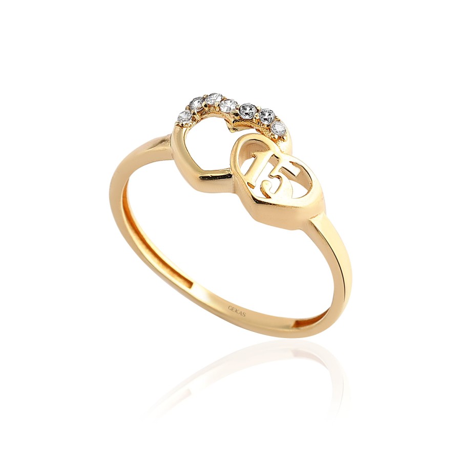 14 Ayar Sarı Altın Kalp Figürlü Yüzük