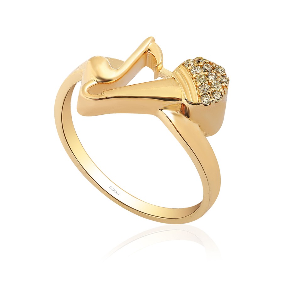 14 Ayar Sarı Altın Taşlı Yüzük  