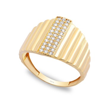 14 Ayar Altın Taşlı Kaburga Yüzük