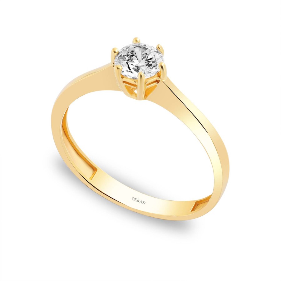 14 Ayar Sarı Altın Tektaş Yüzük