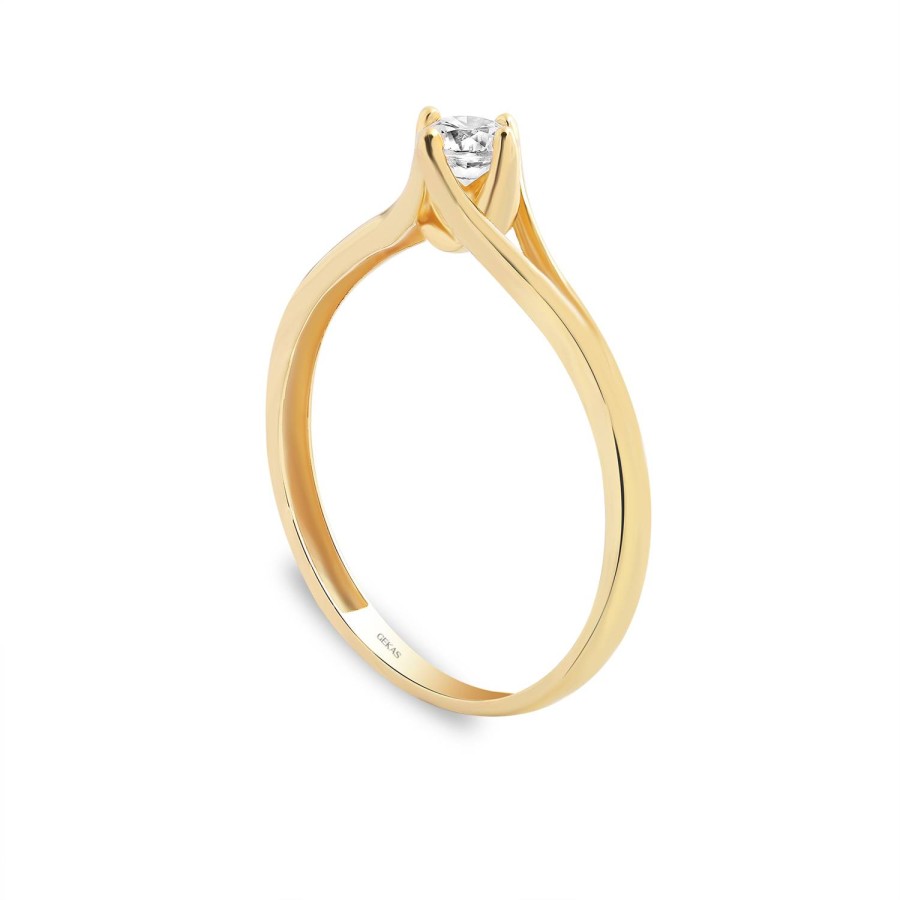 14 Ayar Sarı Altın Tektaş Yüzük