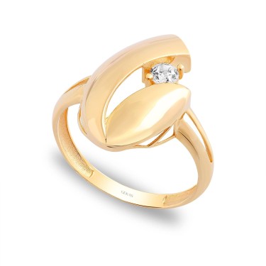 14 Ayar Sarı Altın Trend Taşlı Yüzük