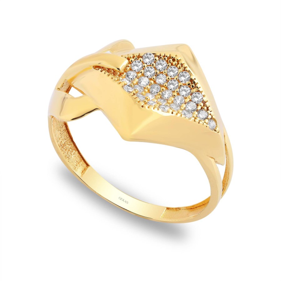 14 Ayar Sarı Altın  Taşlı Yüzük