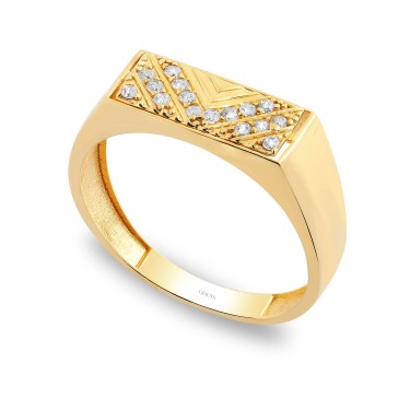 14 Ayar Sarı Altın Taşlı Yüzük