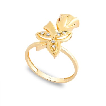 14 Ayar Sarı Altın Fantazi Taşlı Yüzük