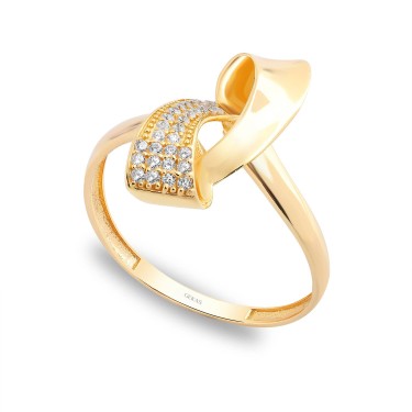 14 Ayar Sarı Altın Trend Taşlı Yüzük