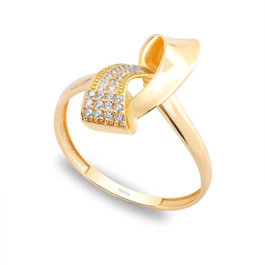 14 Ayar Sarı Altın Trend Taşlı Yüzük