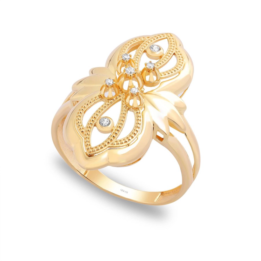 14 Ayar Sarı Altın Fantazi Taşlı Yüzük