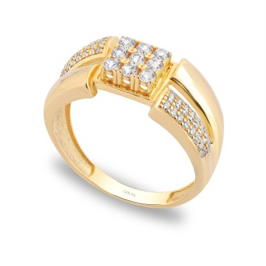 14 Ayar Sarı Altın Taşlı Yüzük