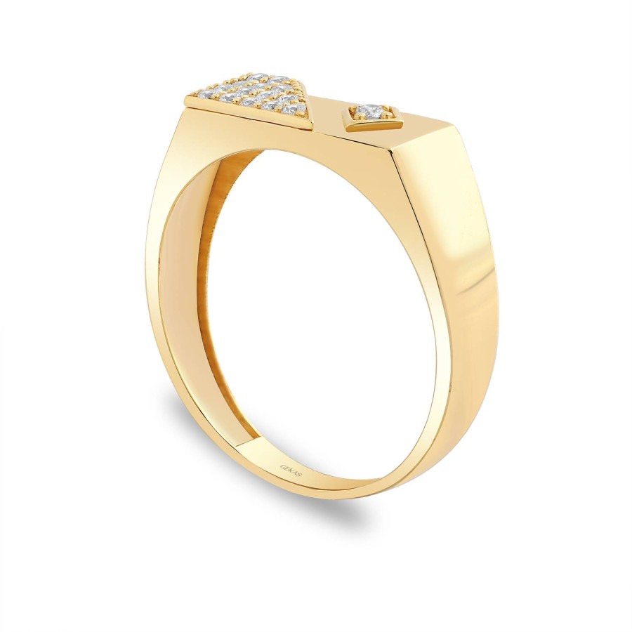 14 Ayar Sarı Altın Geometrik Taşlı Kadın Yüzük