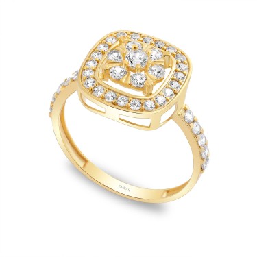 14 Ayar Sarı Altın Fantazi Taşlı Yüzük