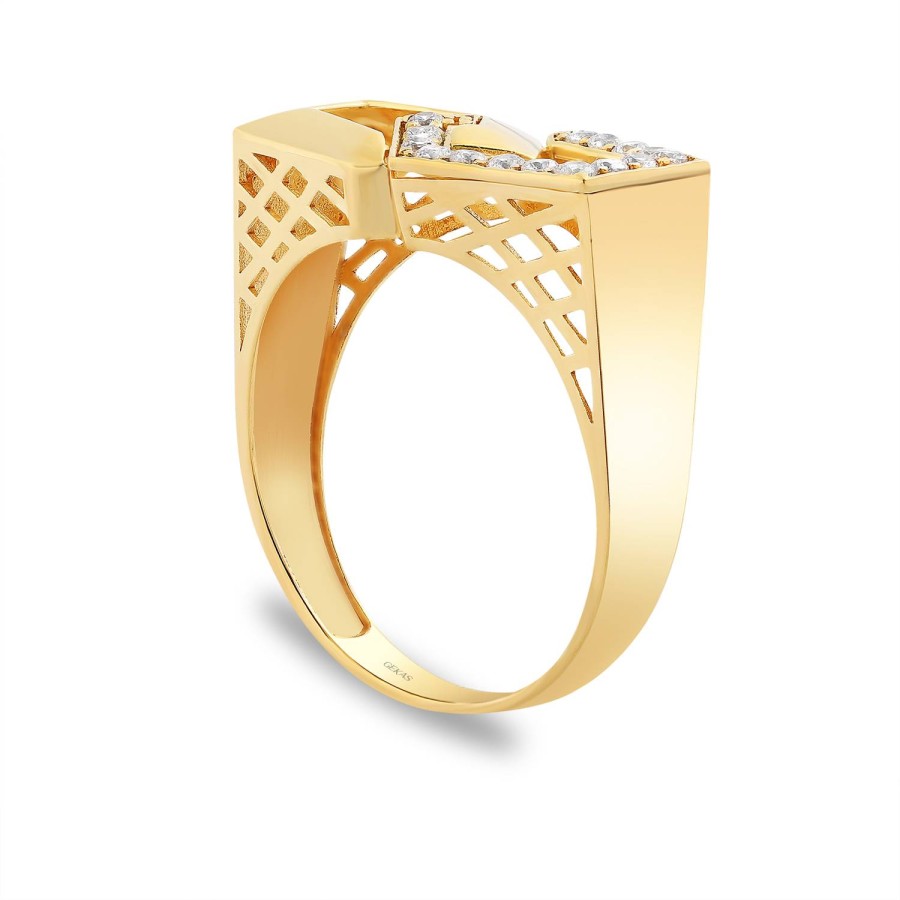 14 Ayar Sarı Altın Tasarım Taşlı Yüzük