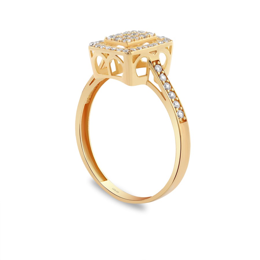 14 Ayar Sarı Altın Taşlı Baget Yüzük