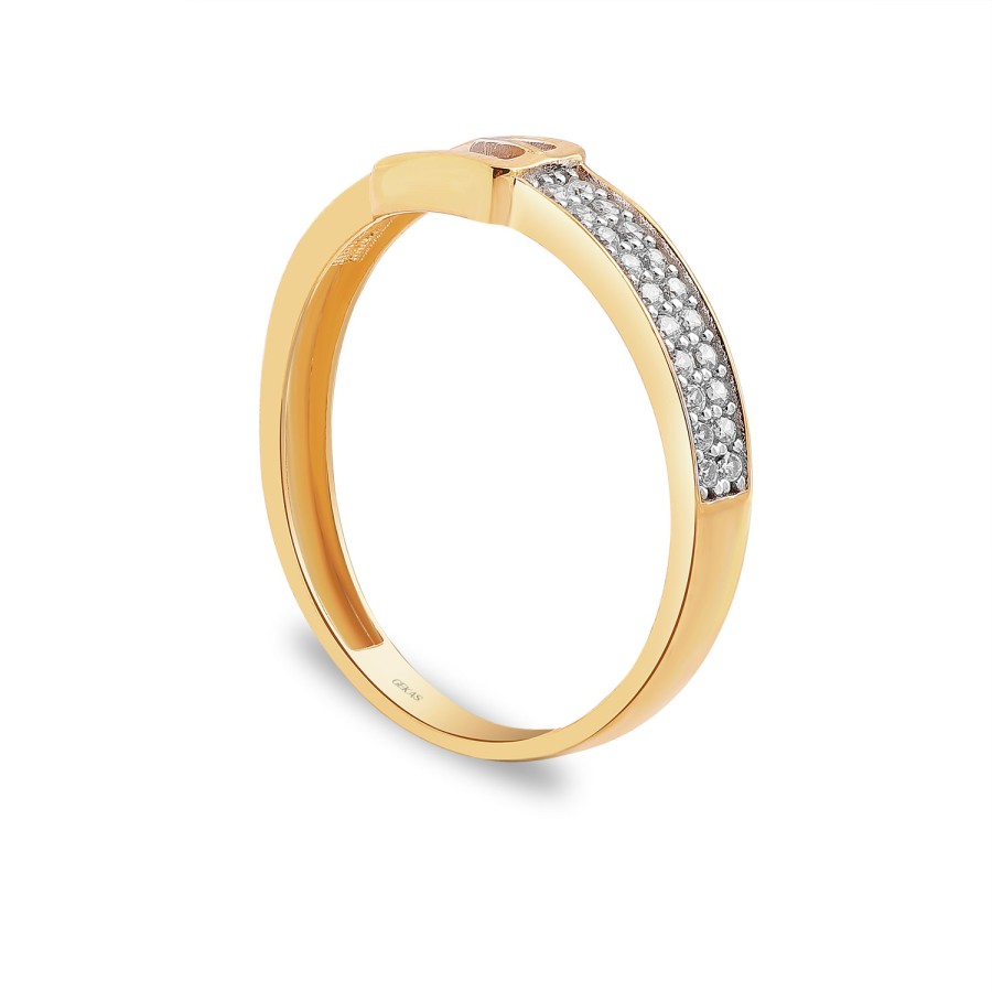 14 Ayar Sarı Altın Tasarım Taşlı Yüzük