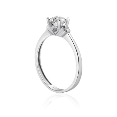 14 Ayar Beyaz Altın Tektaş Yüzük